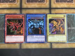 Yugioh Egyptian God Cards Set Slifer Obelisk Ra Ultra Rare LC01-EN001 002 003 NM - Image 1