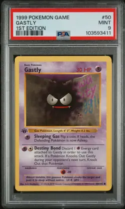 Gastly 50/102 - Base Set 1st Edition - PSA 9 - Pokemon Card Free shipping - Image 1