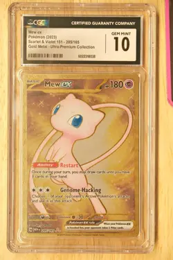 CGC 10 GEM MINT Mew Ex 205/165 Gold METAL 151 UPC PROMO Pokemon Card - Image 1