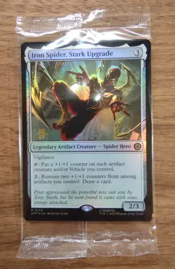 Prerelease FOIL IRON SPIDER, STARK UPGRADE mtg SEALED Spider-Man Rare PROMO - Image 1