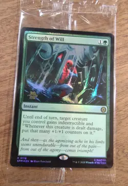 Prerelease FOIL STRENGTH OF WILL mtg SEALED Spider-Man Rare PROMO - Image 1