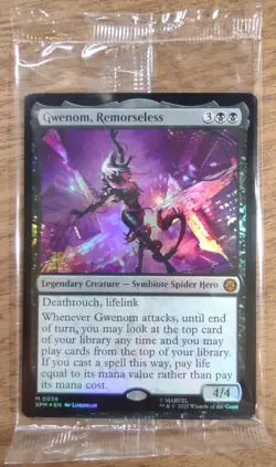 Prerelease FOIL GWENOM, REMORSELESS mtg SEALED Spider-Man Mythic PROMO - Image 1