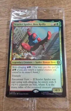 Prerelease FOIL SCARLET SPIDER, BEN REILLY mtg SEALED Spider-Man Rare PROMO - Image 1