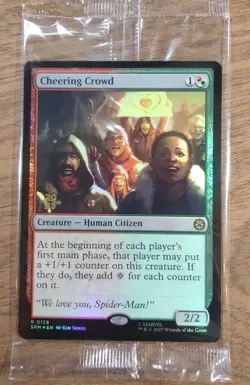 Prerelease FOIL CHEERING CROWD mtg SEALED Spider-Man Rare PROMO - Image 1