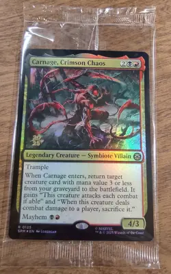 Prerelease FOIL CARNAGE, CRIMSON CHAOS mtg SEALED Spider-Man Rare PROMO - Image 1