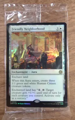 Prerelease FOIL FRIENDLY NEIGHBORHOOD mtg SEALED Spider-Man Rare PROMO - Image 1