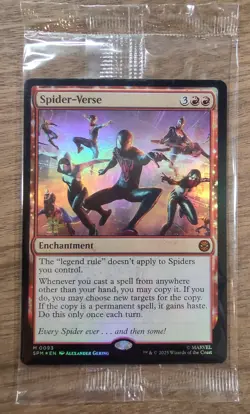 Prerelease FOIL SPIDER-VERSE mtg SEALED Spider-Man Mythic PROMO - Image 1