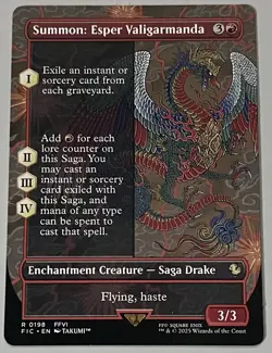 MTG FF Commander Summon: Esper Valigarmanda Enchantment Creature RARE REGULAR - Image 1
