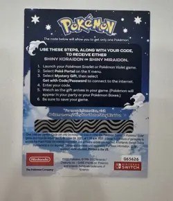 Shiny Koraidon & Miraidon Pokemon Scarlet Violet Code Card - Gamestop - Image 1