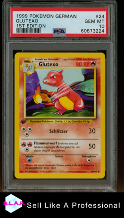 GLUTEXO 1ST EDITION POKEMON GERMAN 1999 24 PSA 10 - Image 1