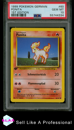 PONITA 1ST EDITION POKEMON GERMAN 1999 60 PSA 10 - Image 1