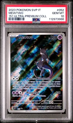 Pokemon PSA 10 Mewtwo #052 Promo Ultra Premium Collection 151 2023 Italiano - Image 2