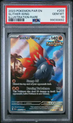 2023 POKEMON PAR EN-PARADOX RIFT ILLUSTRATION RARE #203 SLITHER WING PSA 10 - Image 1