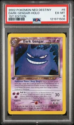 Pokemon Neo Destiny Dark Gengar Holo 1st Edition 2002 #6 PSA EX-MT6 121971508 - Image 1
