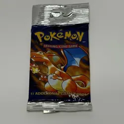 Pokemon Base Set Booster Pack Long Crimp with Charizard Art 21.39g Slightly Bent - Image 2