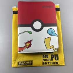 TCGAMES Pokemon 440 Pocket Card Binder 4-Pocket Zip Album 3-Ring 55 Pages - Image 1