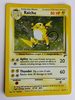 Pokemon TCG Base Set 2 Raichu Holo Unlimited Rare Card 16/130 - 2000 - Image 1