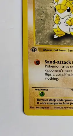 1999 Pokemon SANDSHREW Base Set 1ST EDITION Shadowless Non Holo Card 62/102 - Image 5