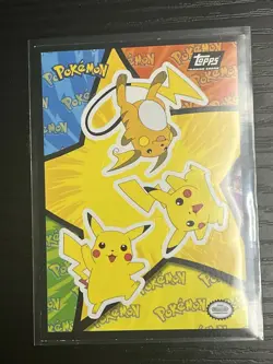 Pokemon First Movie Sticker Non Holo Card Pikachu Raichu Topps Vintage 1999 MP - Image 3