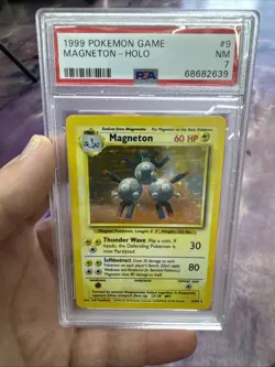Pokemon TCG Magneton Base Set Holo Unlimited Rare Card 9/102 PSA 7 NM - Image 1