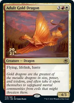 Adult Gold Dragon FOIL NM #216 Prerelease Card MTG - Image 1