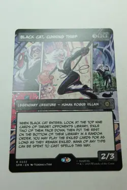 MTG Black Cat Cunning Thief x1- Borderless-Marvel's Spider-Man-Near Mint - Image 1