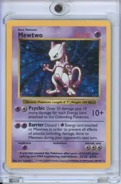 POKEMON MEWTWO BASE SET SHADOWLESS HOLO RARE 10/102 HP - Image 1
