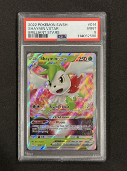 2022 POKEMON SWORD & SHIELD BRILLIANT STARS #014 SHAYMIN VSTAR PSA 9 - Image 1