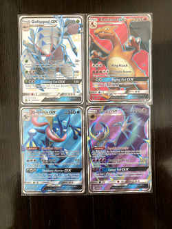 Pokemon TCG -4- CARD LOT, Charizard GX/Golispod GX/ Lunala GX/Greninja GX-- RARE - Image 1