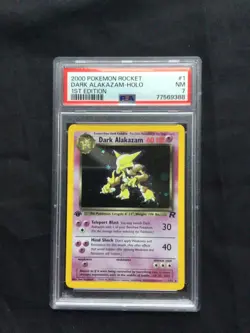 Pokemon Cards: 1st Edition Team Rocket Rare Holo: Dark Alakazam 1/82: PSA 7 - Image 1