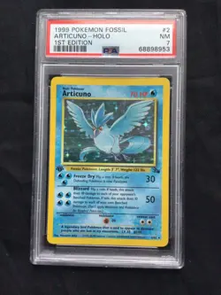 Pokemon Cards: 1st Edition Fossil Rare Holo: Articuno 2/62: PSA 7 - Image 2