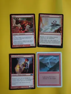 Dragon Fodder, Anger, Lightning bolt -revised,YOung Pyromancer MTG 4 Card. - Image 1