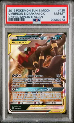 POKEMON PSA 8 UMBREON e DARKRAI GX 125/236 UNIFIED MINDS ITALIANO 2019 POP 6!🌍 - Image 1