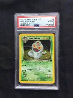 Pokemon Cards: 1st Edition Team Rocket Rare Holo: Dark Arbok 2/82: PSA 8 - Image 1