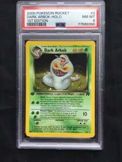 Pokemon Cards: 1st Edition Team Rocket Rare Holo: Dark Arbok 2/82: PSA 8 - Image 2