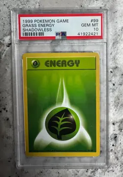 Grass Energy Shadowless #99/102 GEM MINT PSA 10 Pokemon 1999 Base Set - Image 1