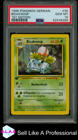 BISAKNOSP 1ST EDITION POKEMON GERMAN 1999 30 PSA 10 - Image 1