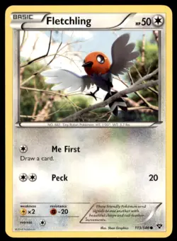 2014 Pokemon XY Base Fletchling English #113 - Image 1