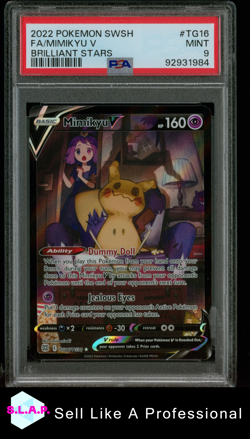 FA/MIMIKYU V BRILLIANT STARS POKEMON SWSH BRILLIANT STARS 2022 TG16 PSA 9 - Image 1