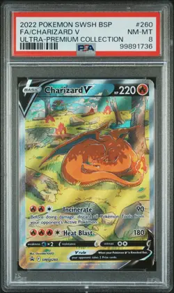 PSA 8 Pokemon Charizard V SWSH260 Ultra Premium Collection Black Star Promo - Image 1