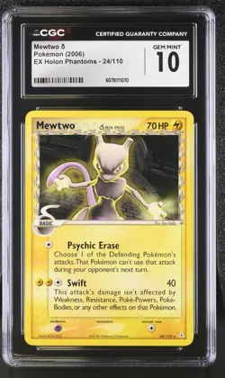 Pokemon Mewtwo 24/110 Rare EX Holon Phantoms - CGC 10 - Image 1