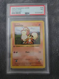 Growlithe, 1st Edition Base Set, 28/102, Pokemon, WOTC 1999, (PSA 7) - Image 1
