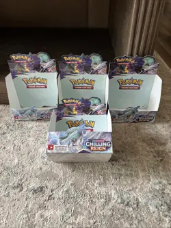 Pokemon TCG SWSH Chilling Reign EMPTY Open Booster Box For Display - Lot Of 4! - Image 1