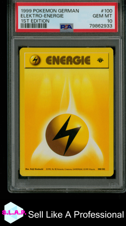 ELEKTRO-ENERGIE 1ST EDITION POKEMON GERMAN 1999 100 PSA 10 - Image 1