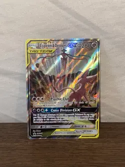 Pokemon TCG Espeon & Deoxys GX Ultra Rare Tag Team SM240 Holo Promo Blackstar - Image 1