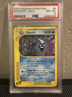 2002 Pokemon Expedition Cloyster #8 English Holo Rare 8/165 - PSA 8 NM-MT - Image 1