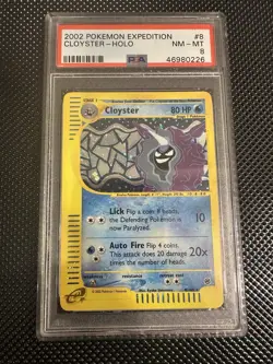 2002 Pokemon Expedition Cloyster #8 English Holo Rare 8/165 - PSA 8 NM-MT - Image 2