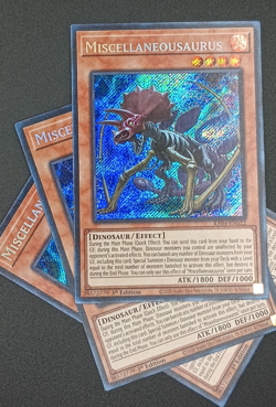 Yugioh Quarter Century Stampede (X3) Secret Rare NM Miscellaneousaurus RA04 - Image 1