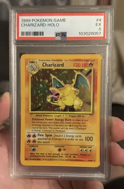 1999 Pokemon Base Set Unlimited #4 Charizard Holo Card PSA 5 - Image 1