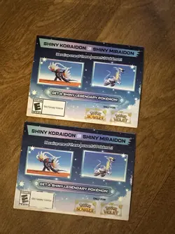 Pokemon Scarlet and Violet: Gamestop Shiny Miraidon OR Koraidon Code Card - Image 1